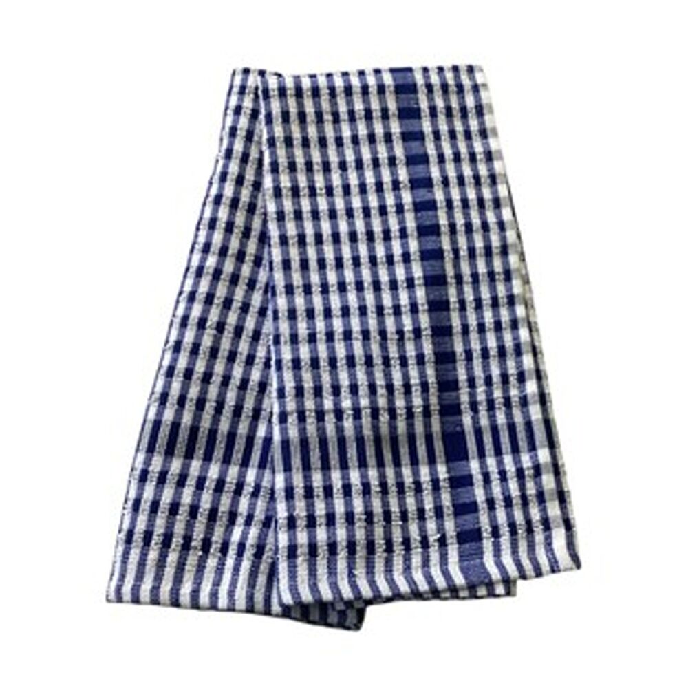 12x2pc CDSI Essential Terry Towel Check Cotton Durable Absorbent Blue 45x65cm