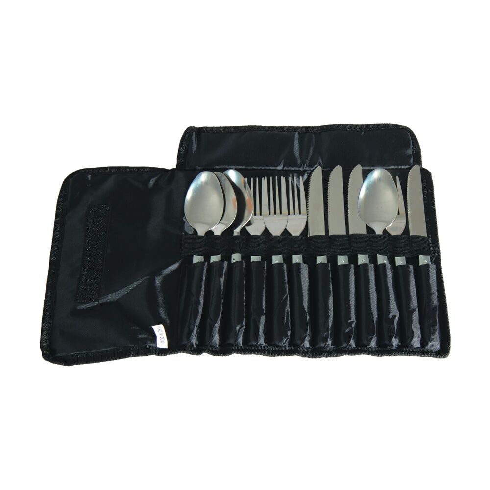 12pc Oztrail Stainless Steel Utensil Set Dishwasher Safe Compact Roll Up