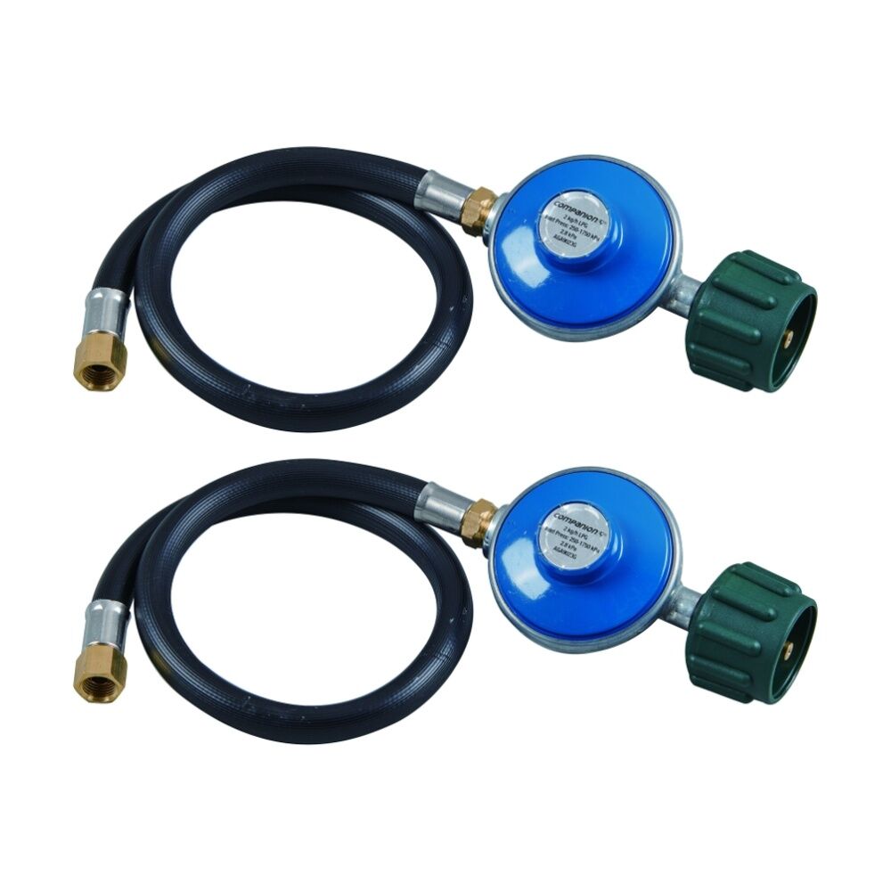 2PK Companion Hose LCC27 Regulator 1/4" BSP Gas Safe Connection 60cm