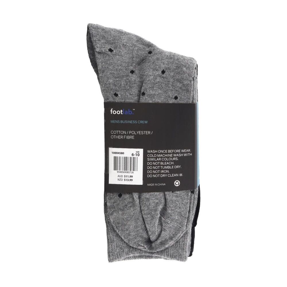 4x 5PK Footlab Mens Business Crew Socks Size 6-10 Cotton Rich Black W/ Stripe