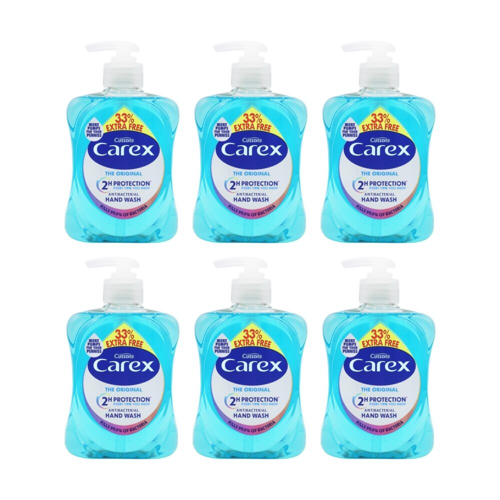 6PK Carex Hand Wash Original Antibacterial 2H Protection Pump Bottle 333ml