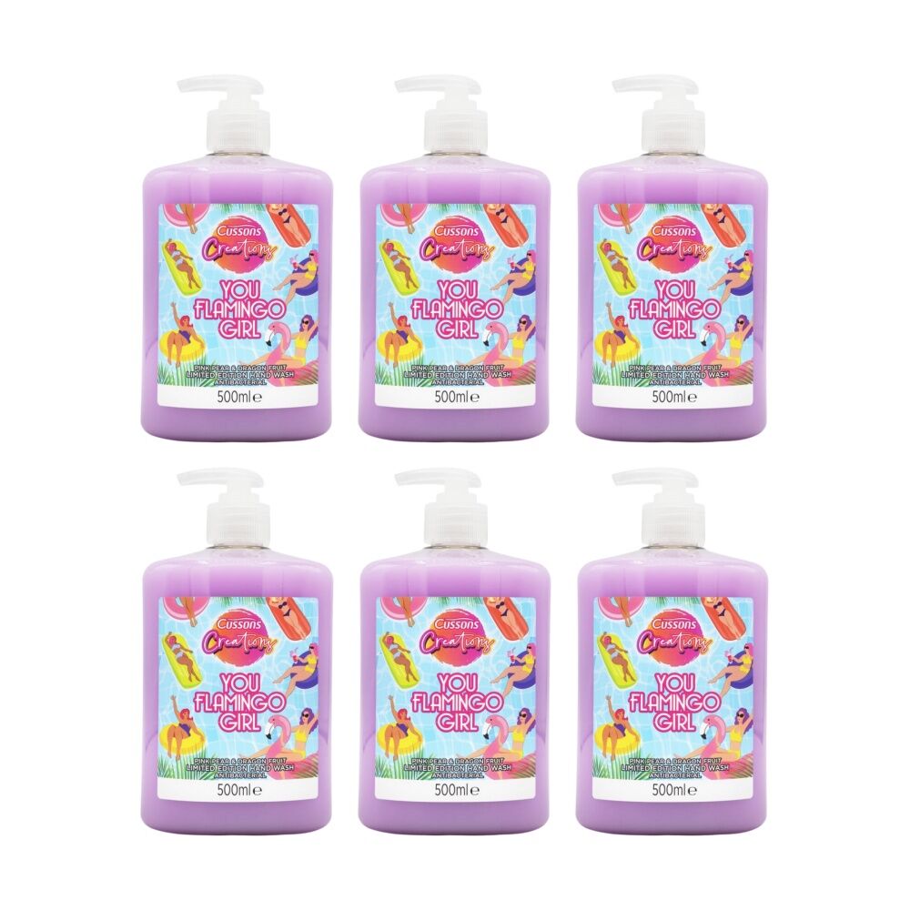 6PK Cussons Hand Wash Creations You Flamingo Girl Pink Pear Dragon Fruit 500ml