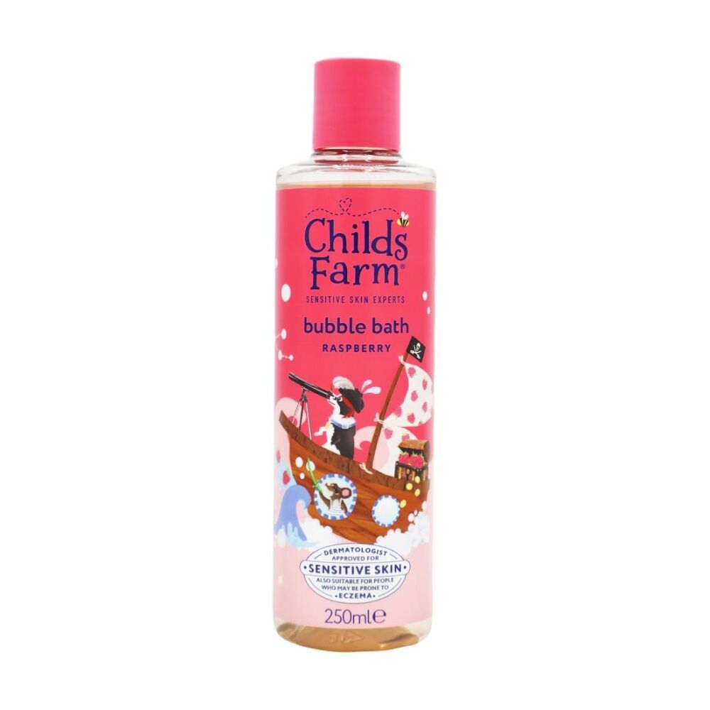 12PK Childs Farm Sensitive Skin Experts Bubble Bath Raspberry Scented 250ml