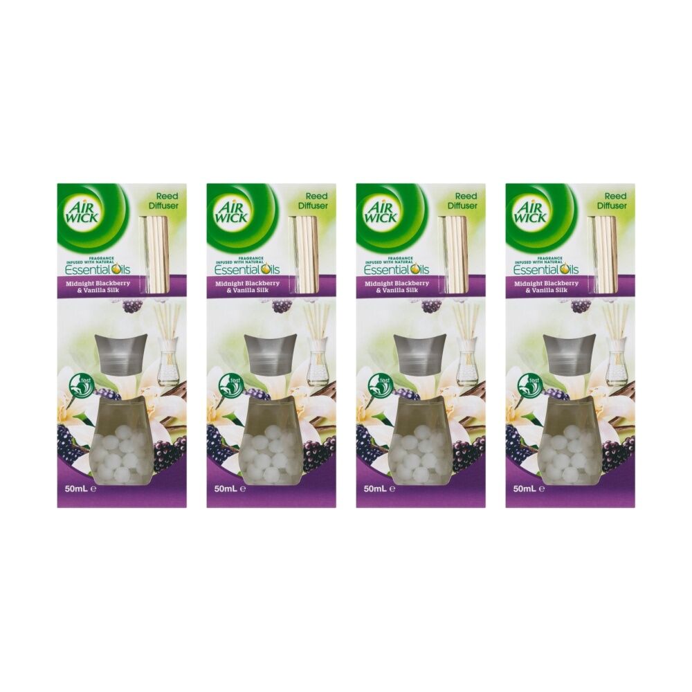 4PK Air Wick Reed Diffuser Midnight Blackberry And Vanilla Silk 50mL