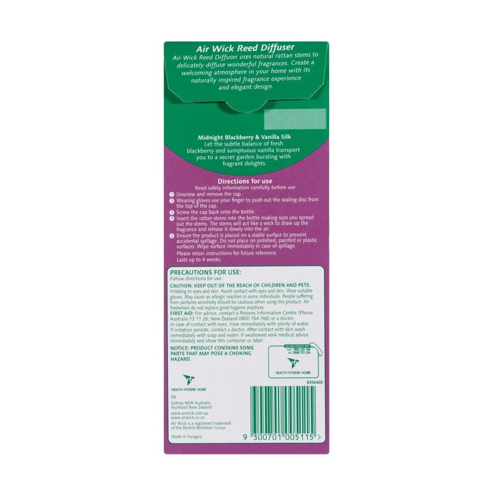 4PK Air Wick Reed Diffuser Midnight Blackberry And Vanilla Silk 50mL