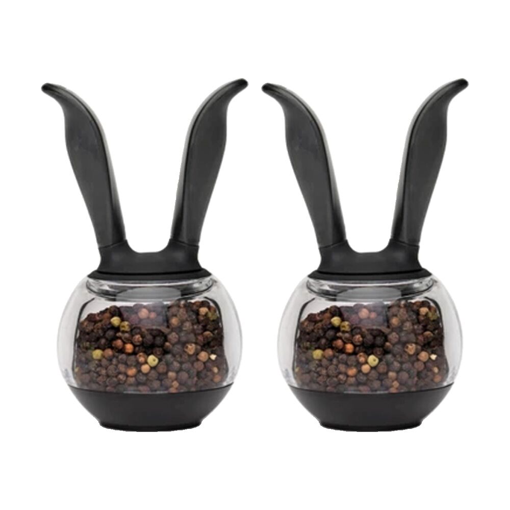 2PK Chef'n Pepperball Pepper Grinder One-Handed Use Black 15cm Adjustable Grind