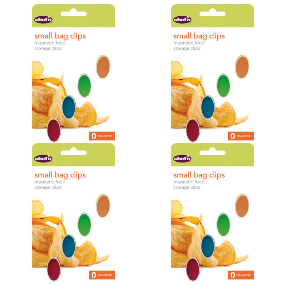 4PK 4pc Chef'n Bag Clips Small Assorted Colours Food Sealing