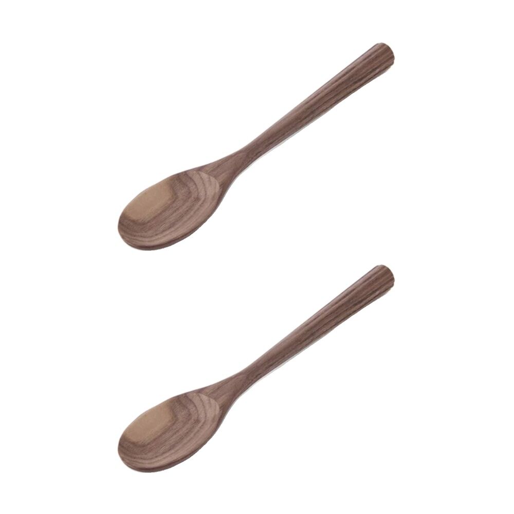 2PK Chef'n Wood Spoon Solid Oiled Walnut Heat Resistant Brown Kitchen Utens