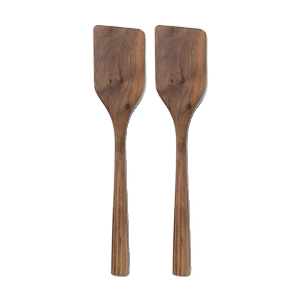 2PK Chef'n Wood Scraper Solid Oiled Walnut Heat Resistant Brown Kitchen Tool