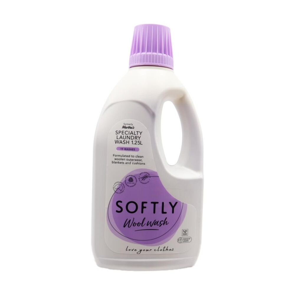 6PK Softly Specialty Wool Front & Top Loader Laundry Wash 1.25L Lavender Scented