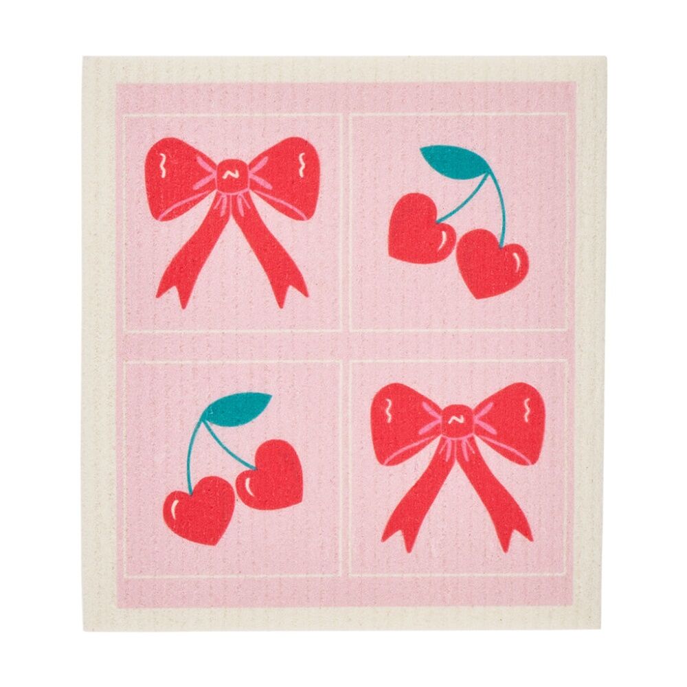 6x 2pc Annabel Trends Dish Cloths Christmas & Bows/Cherries 17x19cm
