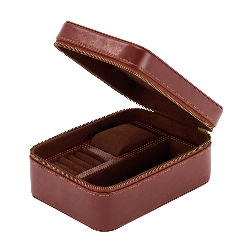 Annabel Trends Gentlemans Jewellery Travel Watch Box W/ Vegan Leather 8.5x13.5cm