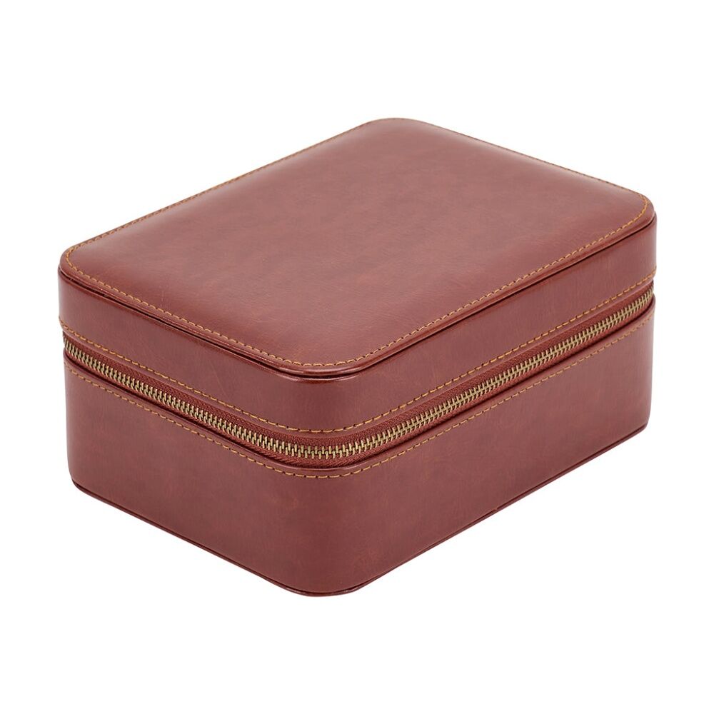 Annabel Trends Gentlemans Jewellery Travel Watch Box W/ Vegan Leather 8.5x13.5cm