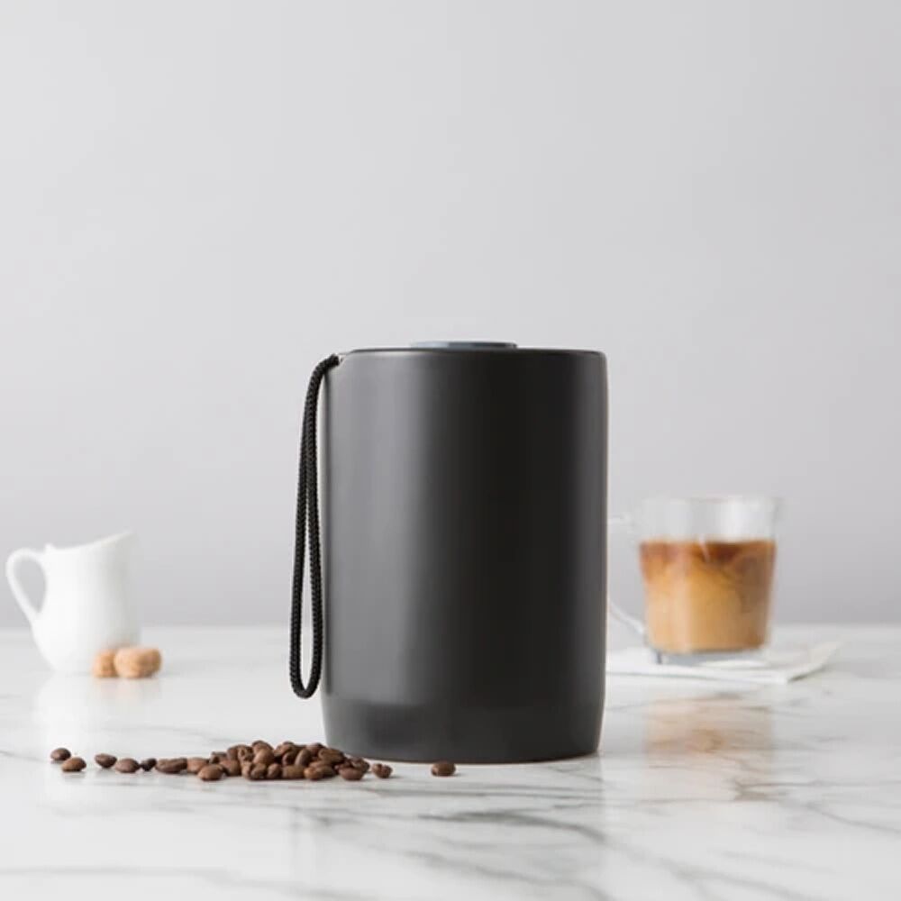 Chef'n Ceramic Coffee Canister Airlock Lid 1.4L Black Ceramic Storage Container