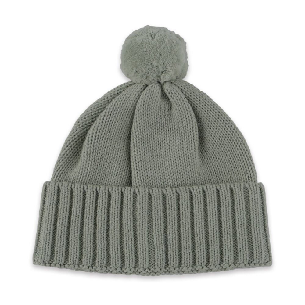 The Peanutshell Baby Knitted Beanie Winter Warming Headwear Cotton Sage