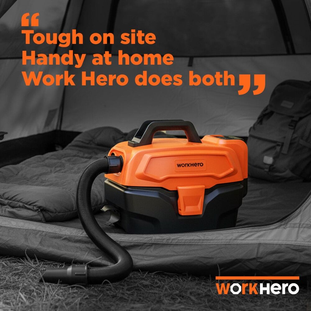 Work Hero Tradie Wet & Dry Portable Battery Vacuum W/ Blower Function