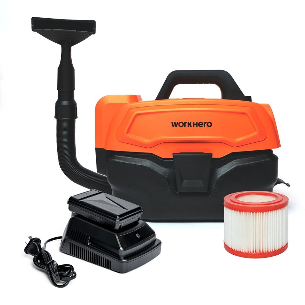 Work Hero Tradie Wet & Dry Portable Battery Vacuum W/ Blower Function