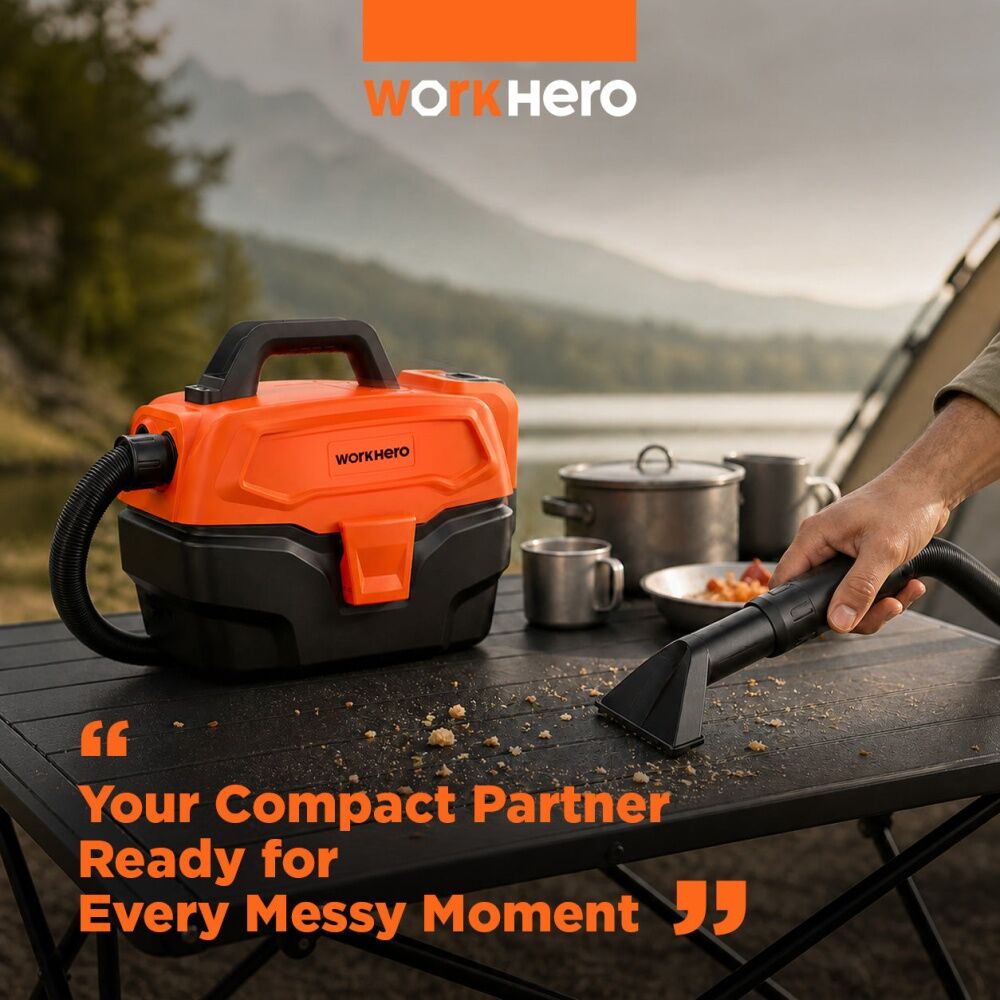 Work Hero Tradie Wet & Dry Portable Battery Vacuum W/ Blower Function