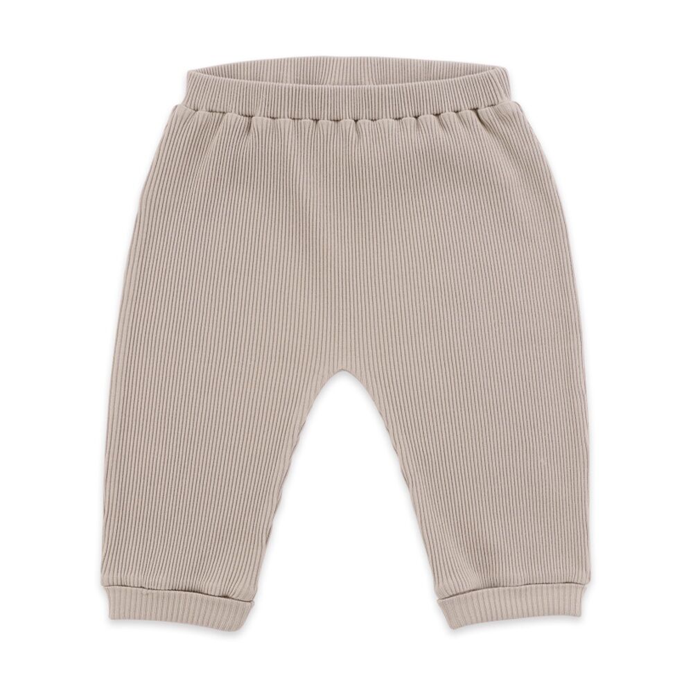 3pc The Peanutshell Baby Buttoned Top/Pants W/ Striped Bodysuit Ribbed Taupe