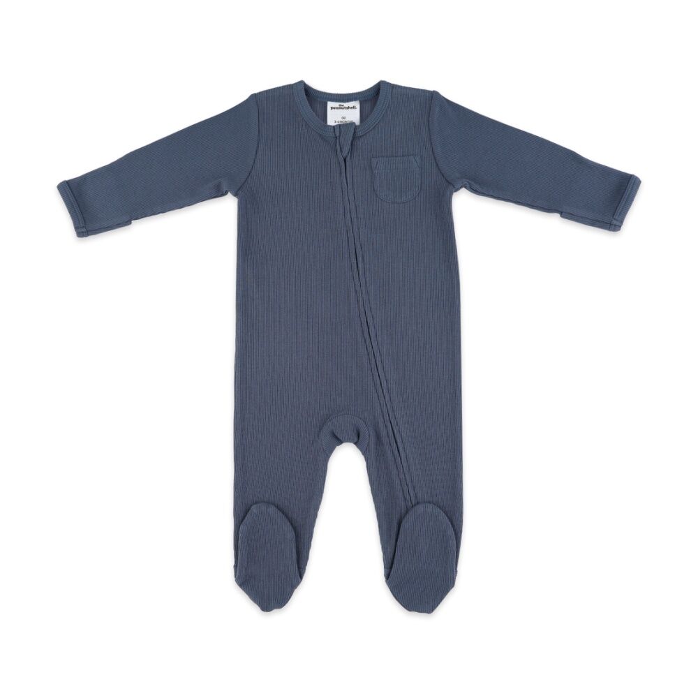 3pc The Peanutshell Baby Footed & Footless Vehicles Romper W/ Bodysuit Navy
