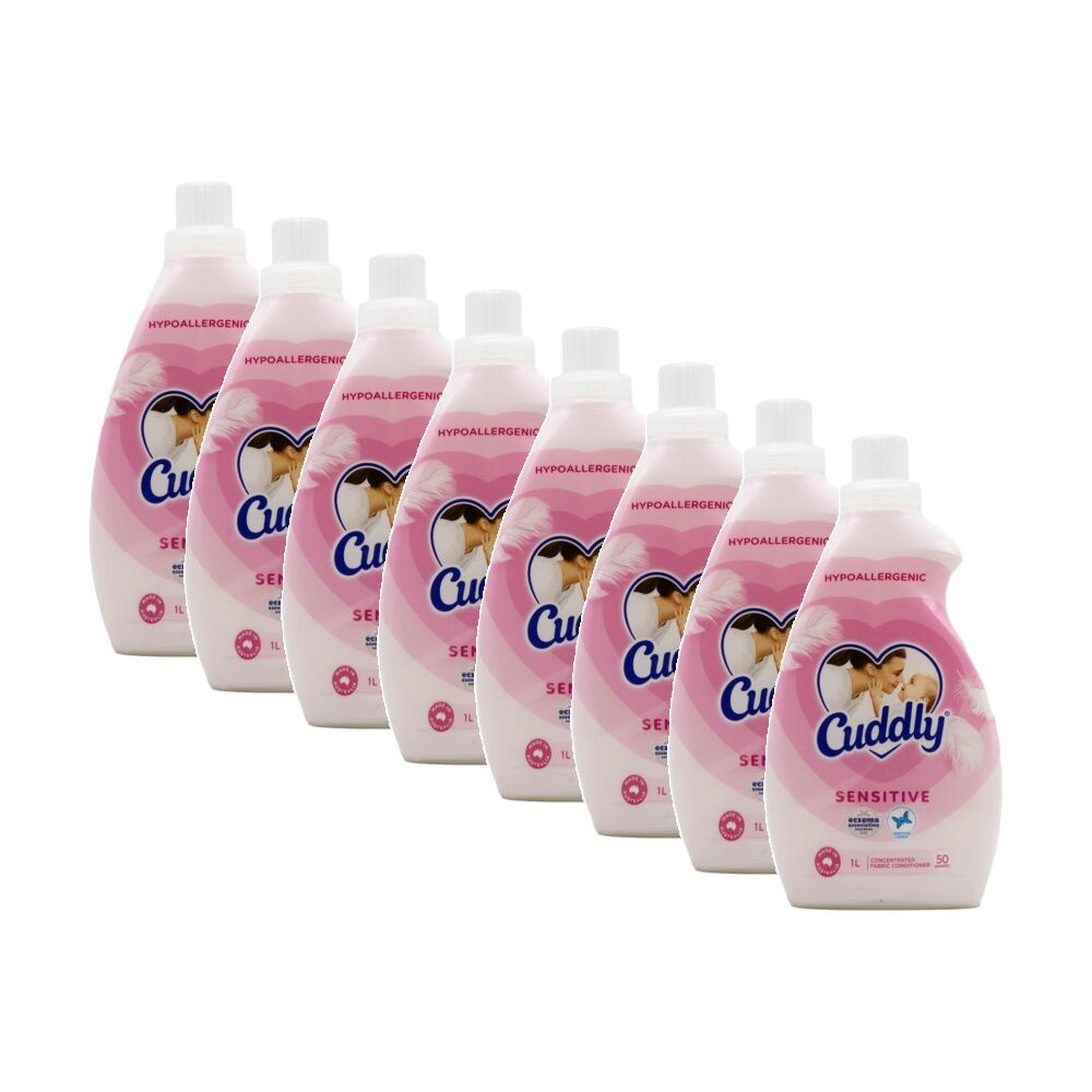 8PK Cuddly Concentrated Laundry Fabric Conditioner 1L Sensitive Hypoallergenic