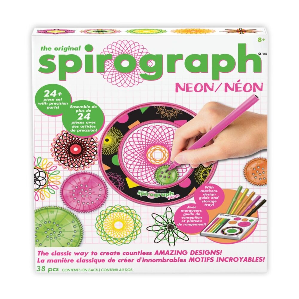 Spirograph Neon Set 7 Wheels Markers Drawing Design Kit Ages 8+