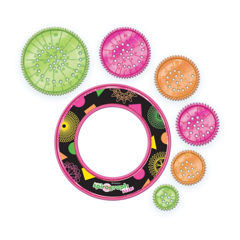 Spirograph Neon Set 7 Wheels Markers Drawing Design Kit Ages 8+
