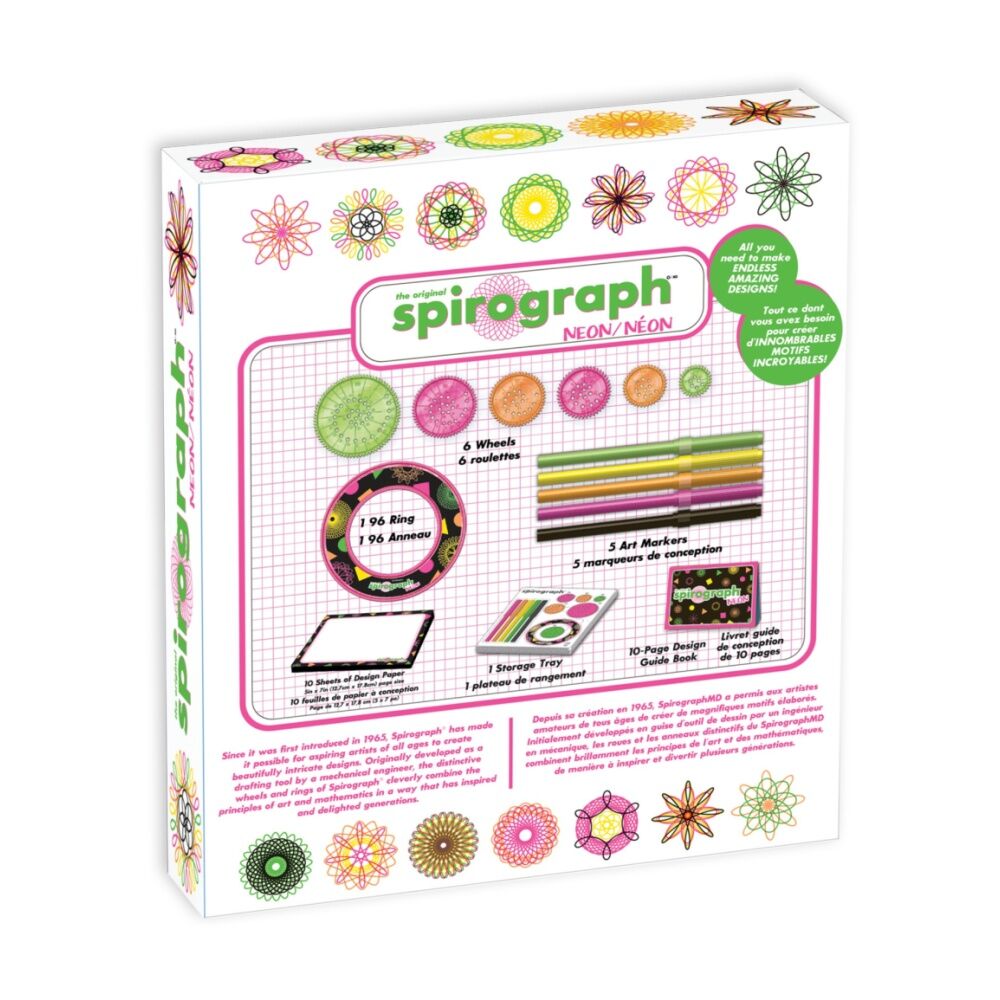 Spirograph Neon Set 7 Wheels Markers Drawing Design Kit Ages 8+