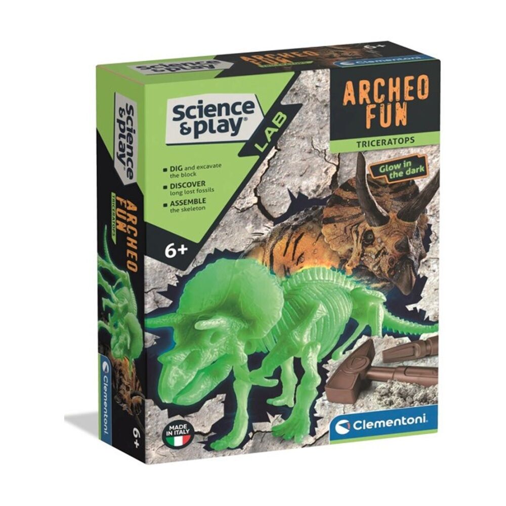 Clementoni Science & Play Dig Kit Triceratops Glow Skeleton 6y+