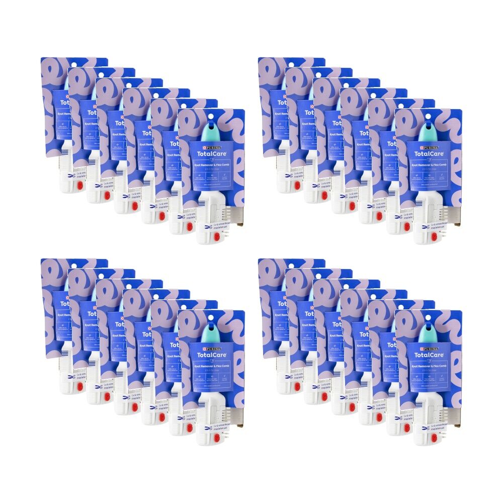 24PK Purina Total Care 2 In 1 Knot Remover & Flea Comb For Dogs White/Blue