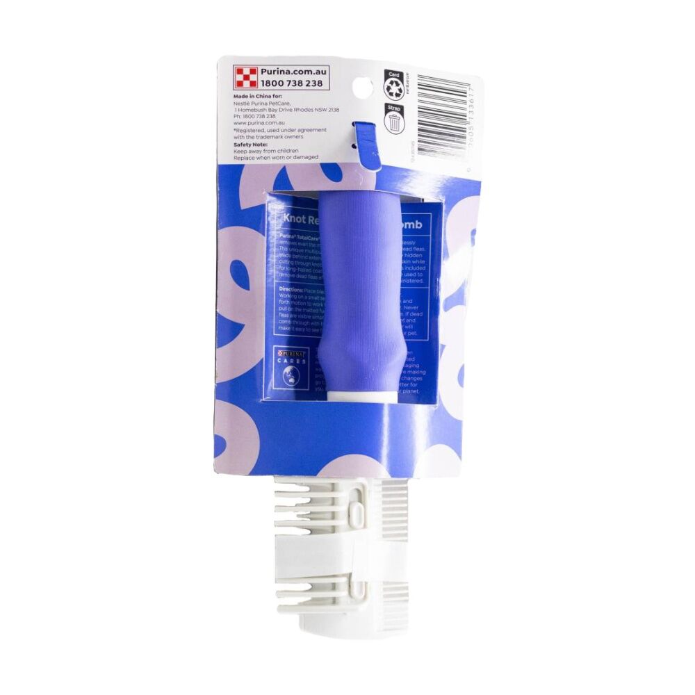 24PK Purina Total Care 2 In 1 Knot Remover & Flea Comb For Dogs White/Blue