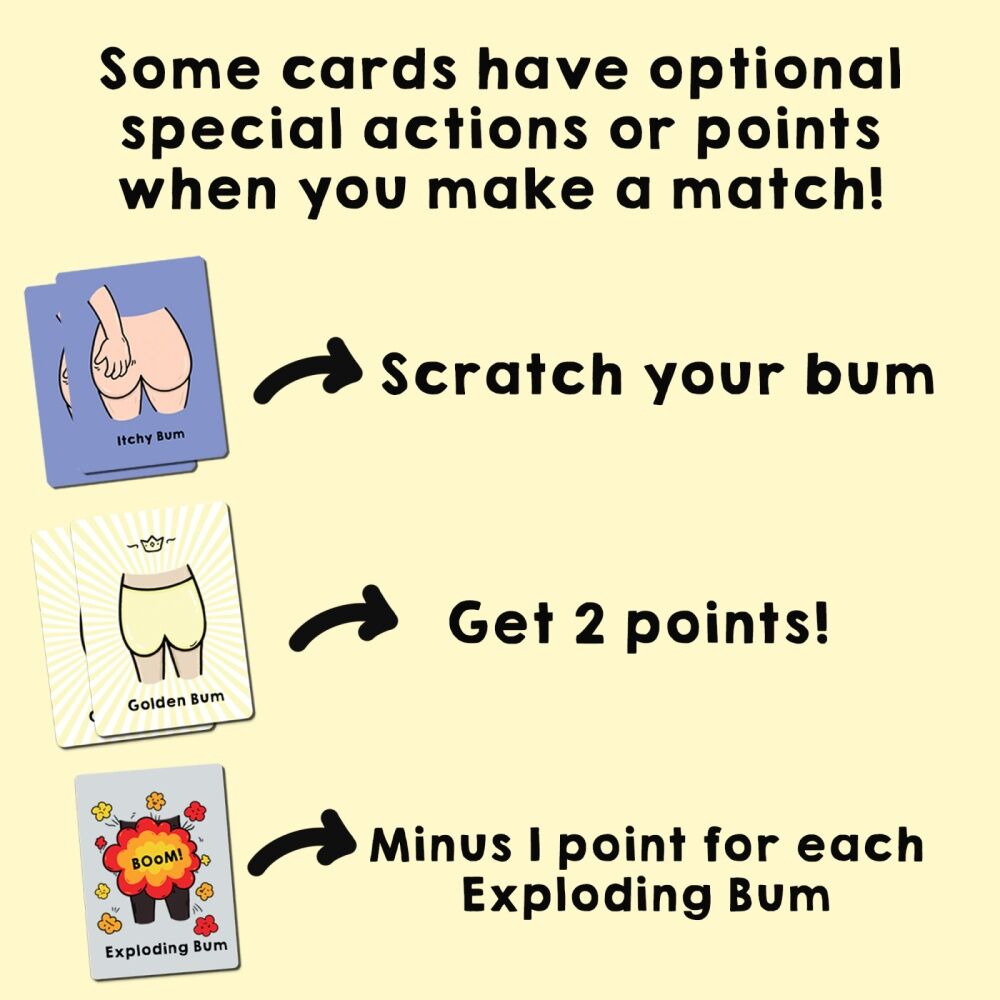 Go Bum Card Game Family Friendly Cheeky Matching Play 2-7 Players Ages 4+