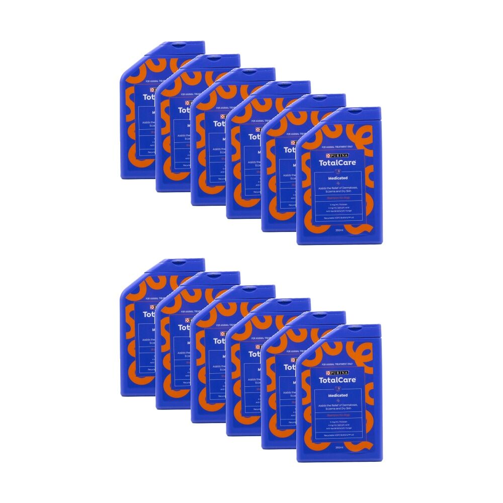 12PK Purina Total Care Anti-Bacterial Anti-Fungal Dog Shampoo 350ml Medicated
