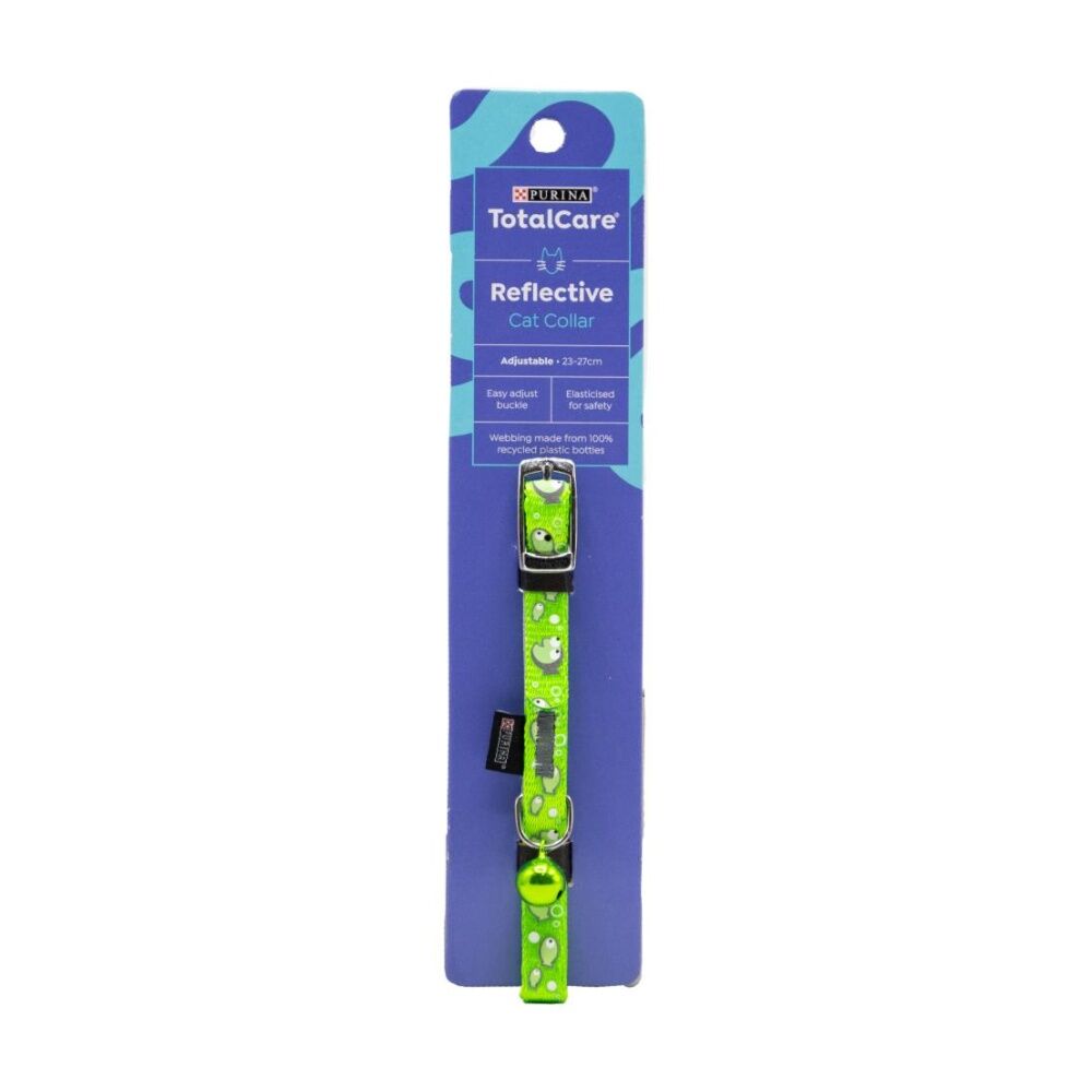 Purina Total Care Reflective Adjustable Cat Collar W/ Bell 23-27cm Assorted