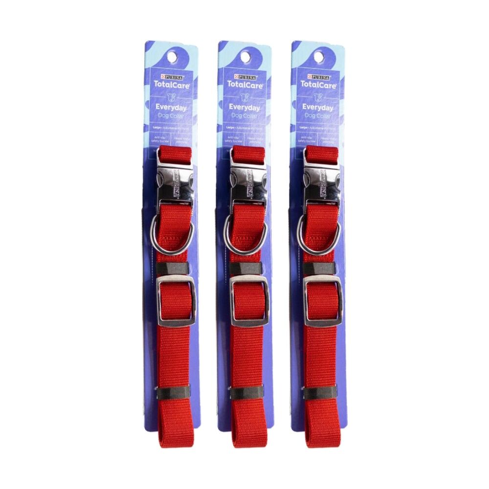 3PK Purina Total Care Everyday Adjustable Dog Collar Large 45-75cm Assorted