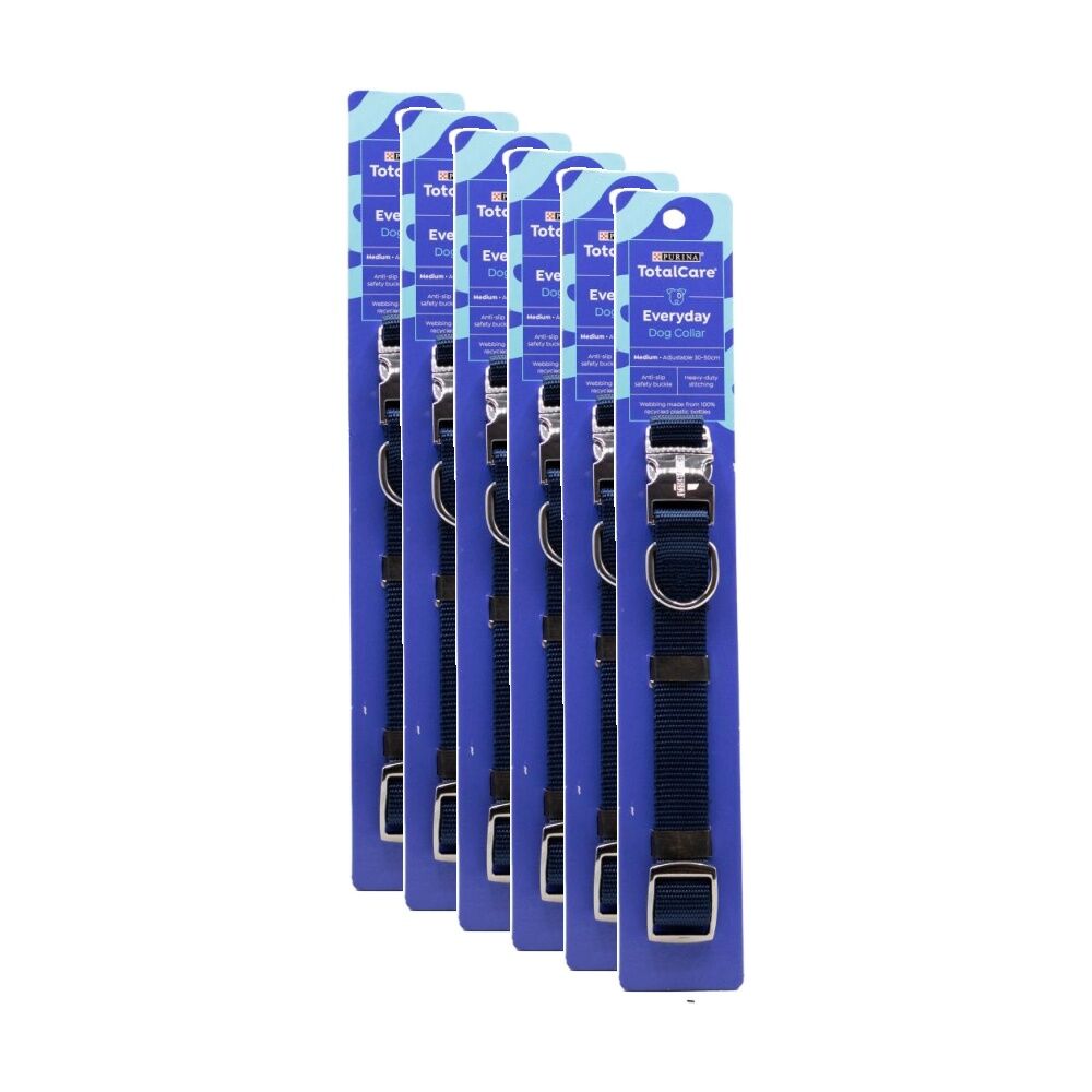 6PK Purina Total Care Everyday Adjustable Dog Collar Medium 30-50cm Assorted