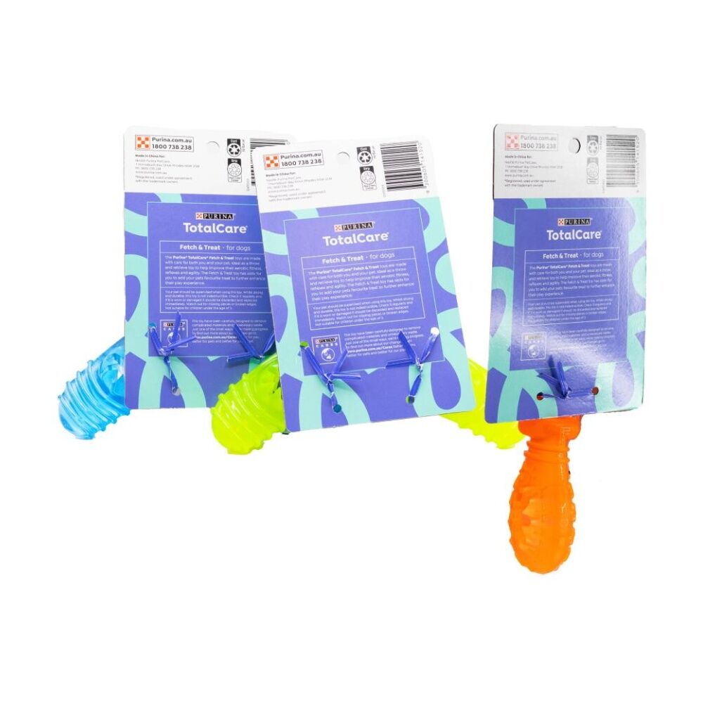 6PK Purina Total Care Fetch & Treat Throwing Dog Toy Assorted