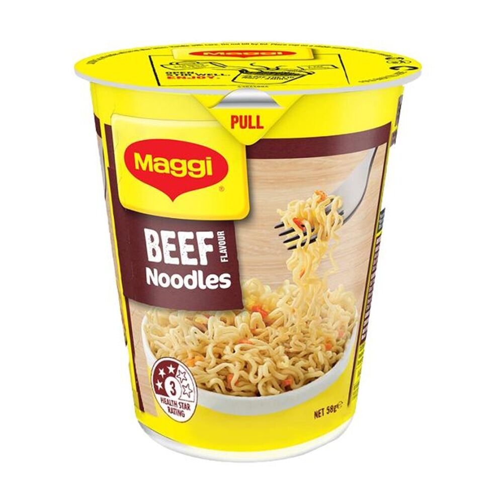 12PK Maggi Instant Noodle Cup Beef Flavoured Ready To Eat Snack 58g
