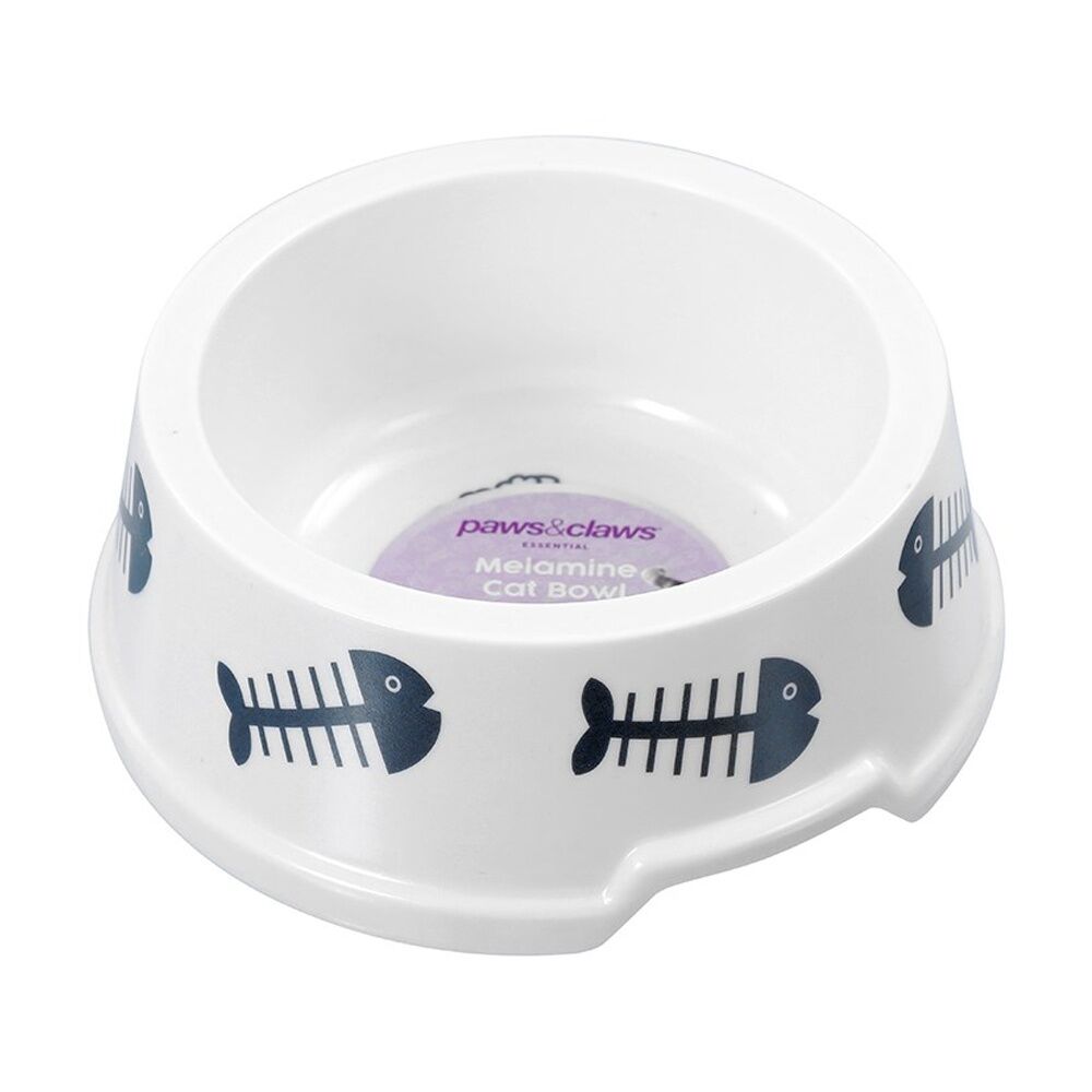 8PK Paws And Claws Printed Melamine Pet Cat Bowl Assorted 14.5x5.5cm 200ml