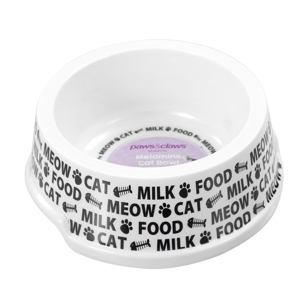 8PK Paws And Claws Printed Melamine Pet Cat Bowl Assorted 14.5x5.5cm 200ml