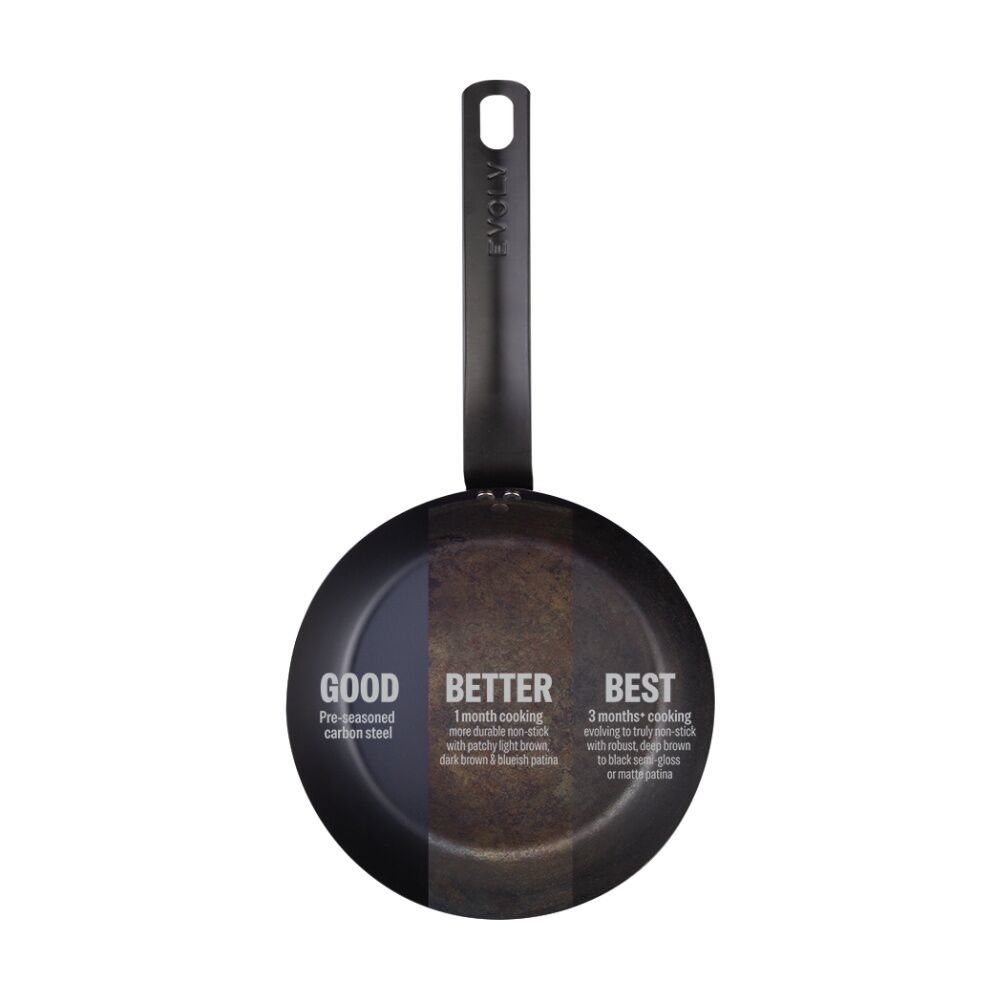 Evolv Pre-Seasoned Heavy Gauge Fast Heat Carbon Steel Fry Pan 24cm