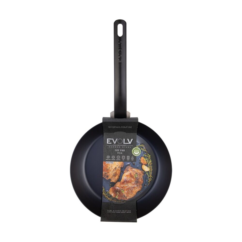 Evolv Pre-Seasoned Heavy Gauge Fast Heat Carbon Steel Fry Pan 24cm