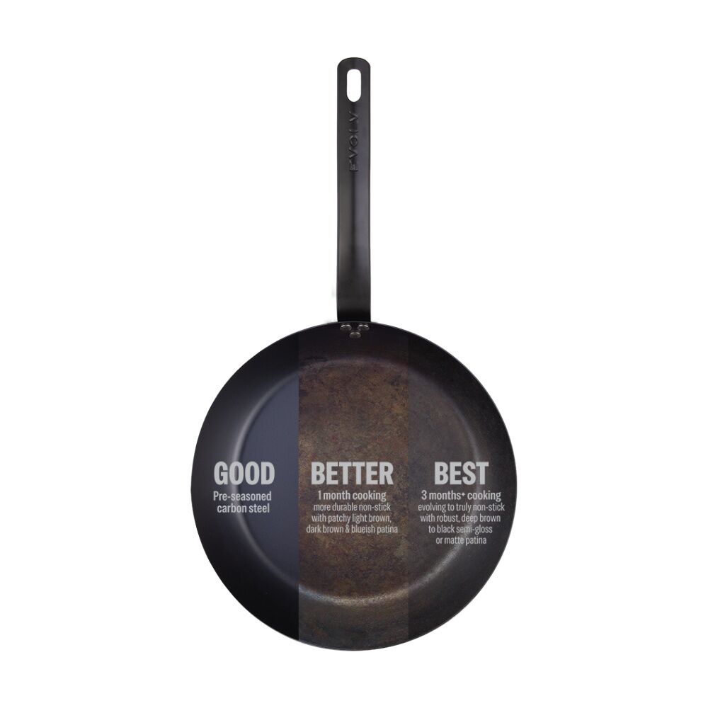 Evolv Pre-Seasoned Heavy Gauge Fast Heat Carbon Steel Fry Pan 28cm