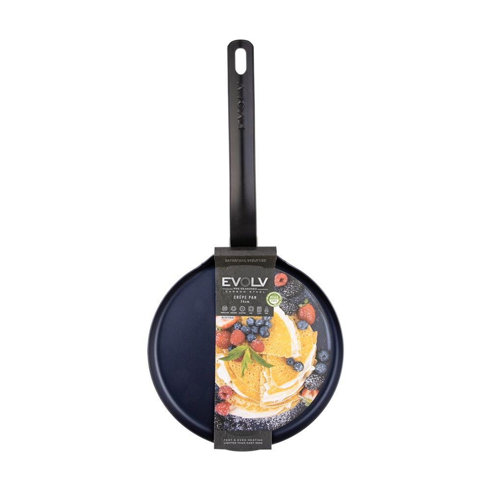 Evolv Pre-Seasoned Heavy Gauge Fast Heat Carbon Steel Crepe Pan 24cm