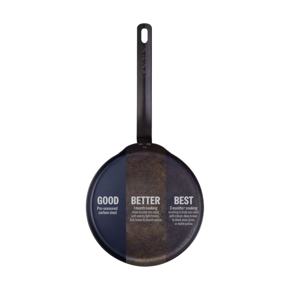 Evolv Pre-Seasoned Heavy Gauge Fast Heat Carbon Steel Crepe Pan 24cm