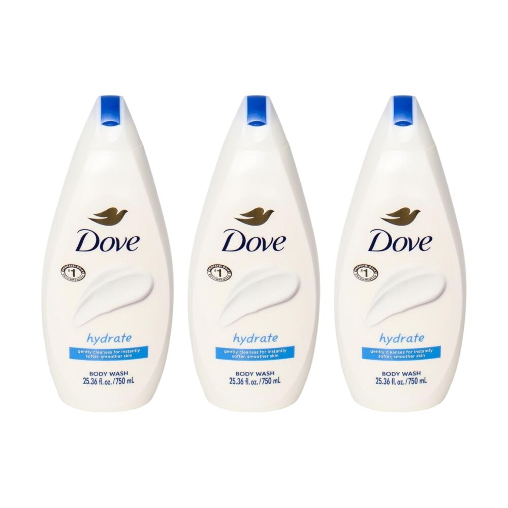 3PK Dove Gentle Cleanse Hydrate Body Wash Moisturising Formula 750ml
