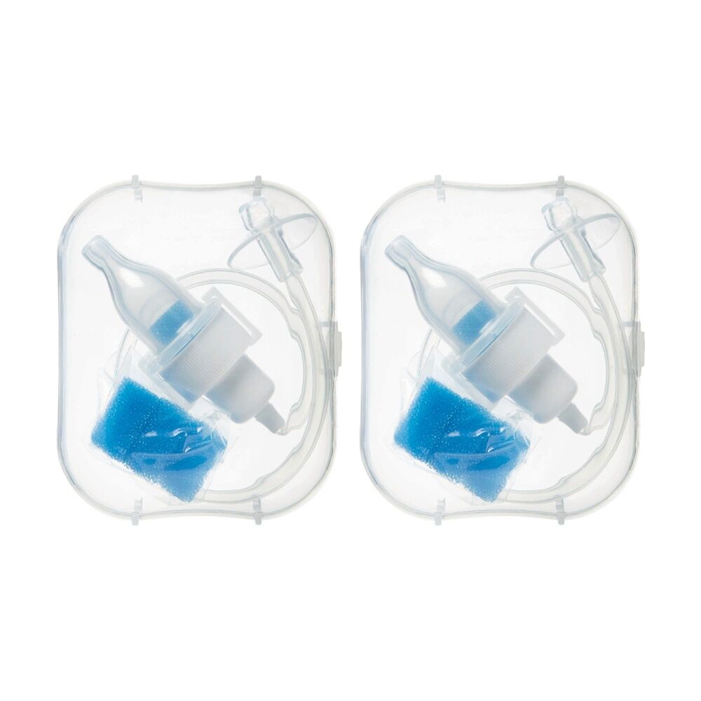 2x Nuby Breathe-Eez Baby Nasal Aspirator W/ Travel Case Safe Easy Clean Blue