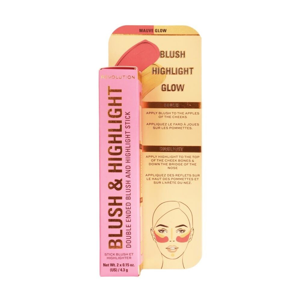 Revolution Blush & Highlight Stick Face Makeup Mauve Glow 4.3g