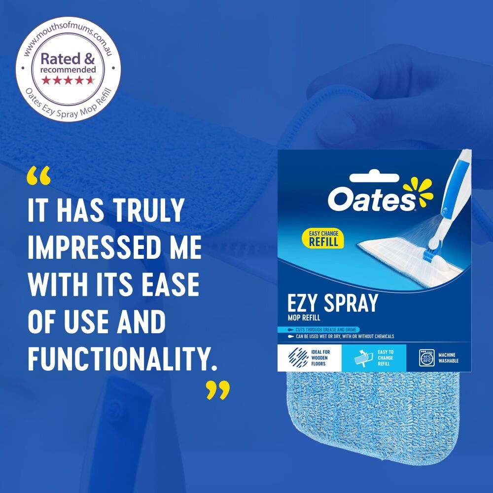 3PK Oates Ezy Spray Mop Refill Microfibre Pad Streakless Cleaning