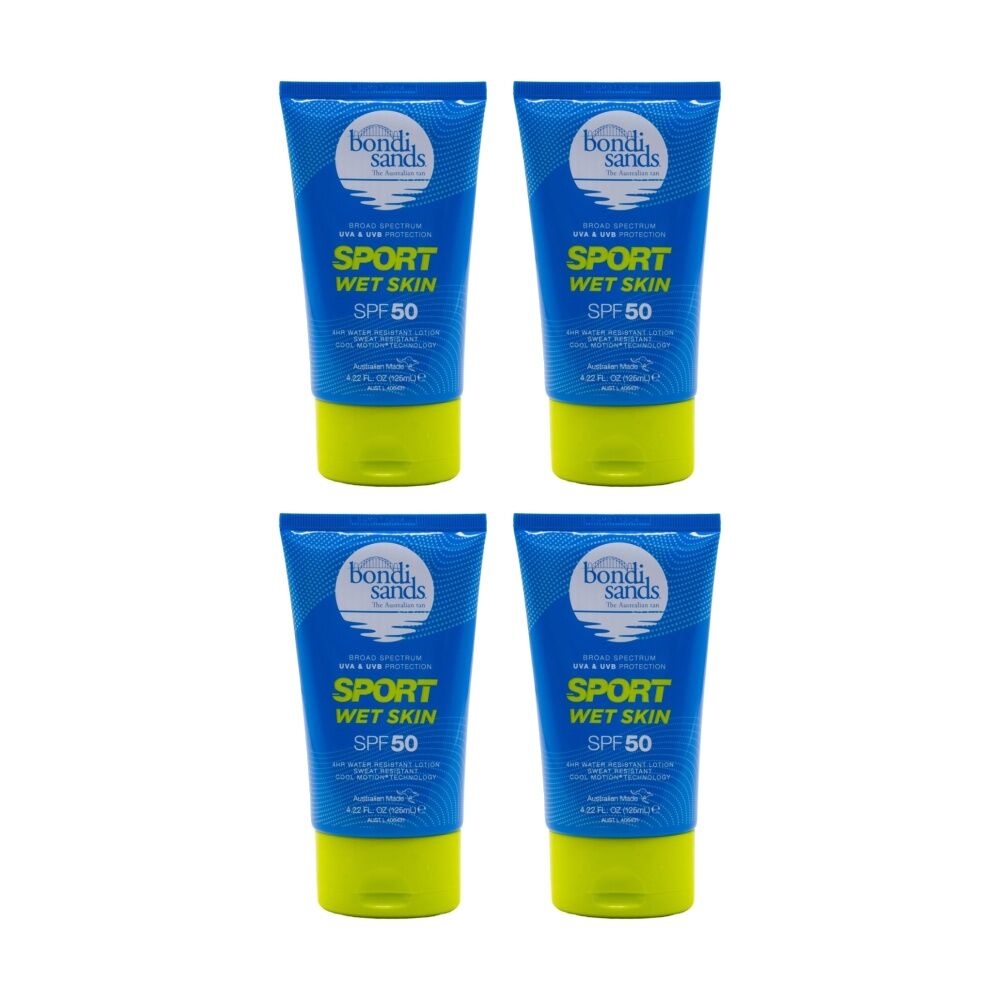 4x Bondi Sands Broad Spectrum UVA UVB Protection Sport Wet Skin SPF50 125mL